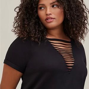 Torrid Black Lattice T Shirt size 1